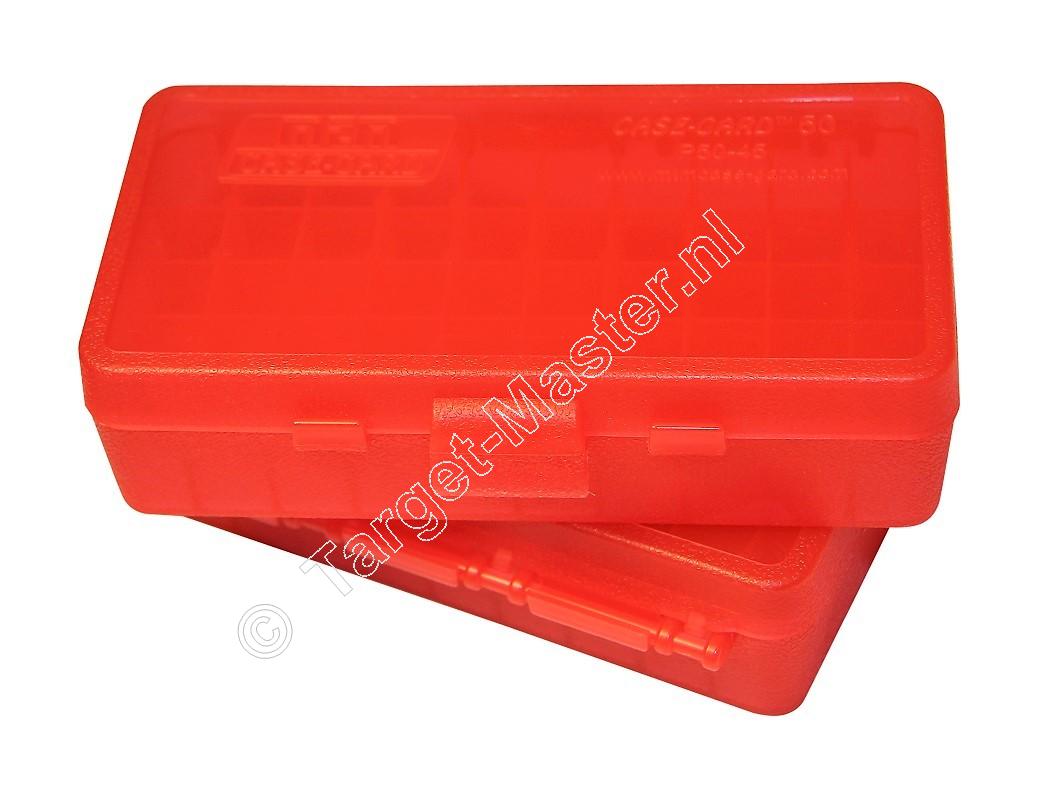 MTM P50-45 Flip-Top Ammo Box CLEAR RED content 50